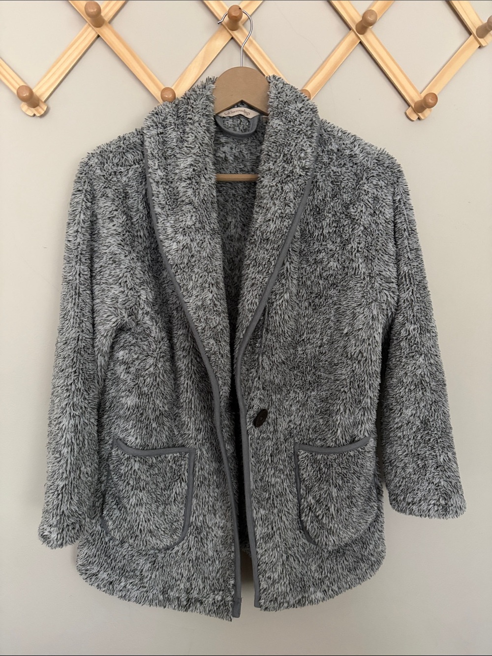 Soft Surroundings Plush Shawl-Collar Gray blazer Jacket